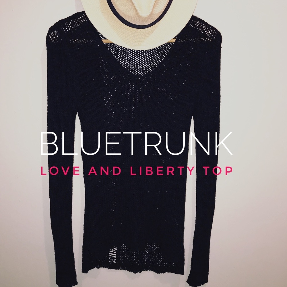 LOVE & LIBERTY KNIT MESH BLACK SWEATER